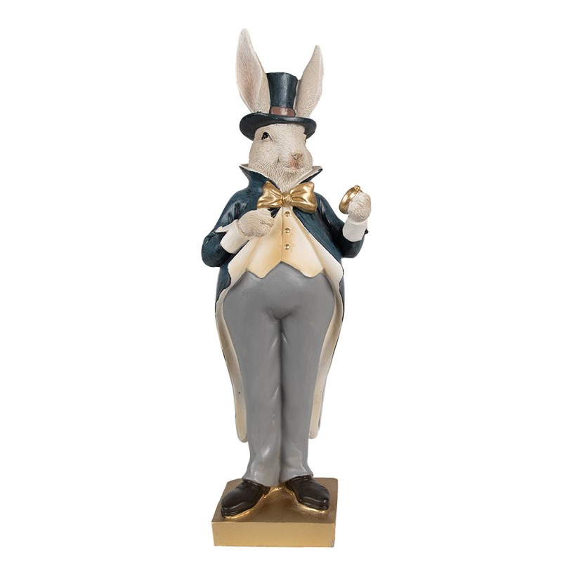 Clayre & Eef Figur Kaninchen 30 cm Beige Blau Polyresin