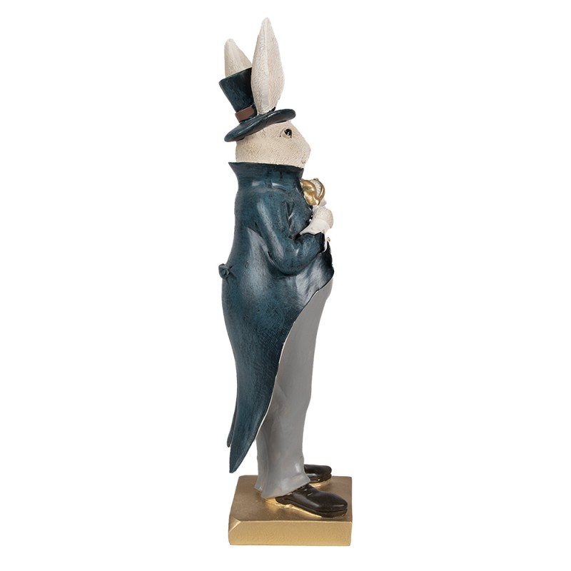 Clayre & Eef Figur Kaninchen 30 cm Beige Blau Polyresin