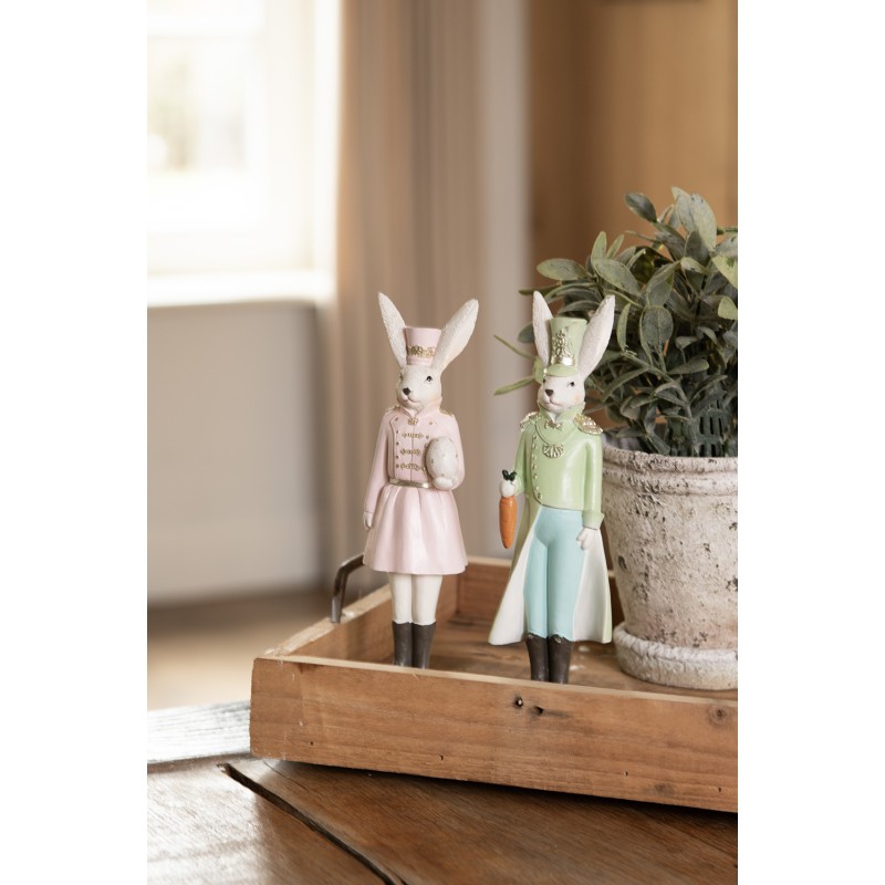 Clayre & Eef Statuetta Coniglio 23 cm Beige Rosa  Poliresina