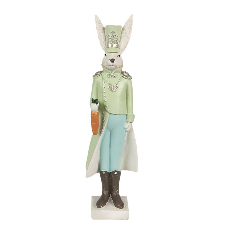 Clayre & Eef Statuetta Coniglio 23 cm Beige Verde Poliresina