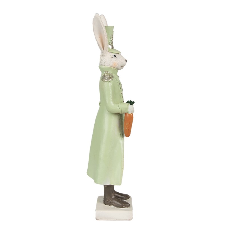 Clayre & Eef Statuetta Coniglio 23 cm Beige Verde Poliresina