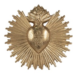Clayre & Eef Wall Decoration Heart 17x2x16 cm Gold colored Polyresin Round