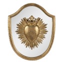 Clayre & Eef Wanddekoration 25x3x30 cm Goldfarbig Polyresin Oval Herz