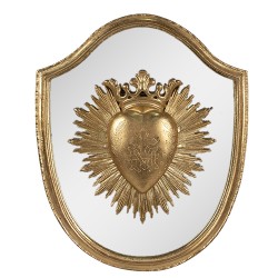 Clayre & Eef Wanddekoration 25x3x30 cm Goldfarbig Polyresin Oval Herz