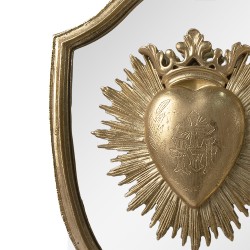 Clayre & Eef Wanddekoration 25x3x30 cm Goldfarbig Polyresin Oval Herz