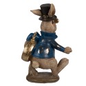 Clayre & Eef Figurine Lapin 14 cm Marron Bleu Polyrésine