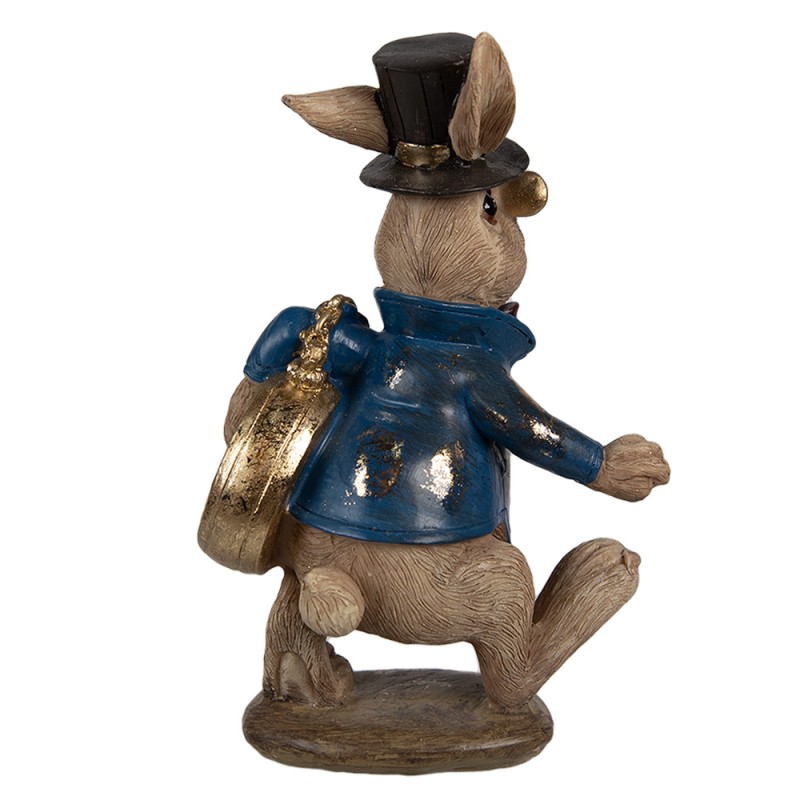 Clayre & Eef Figurine Lapin 14 cm Marron Bleu Polyrésine