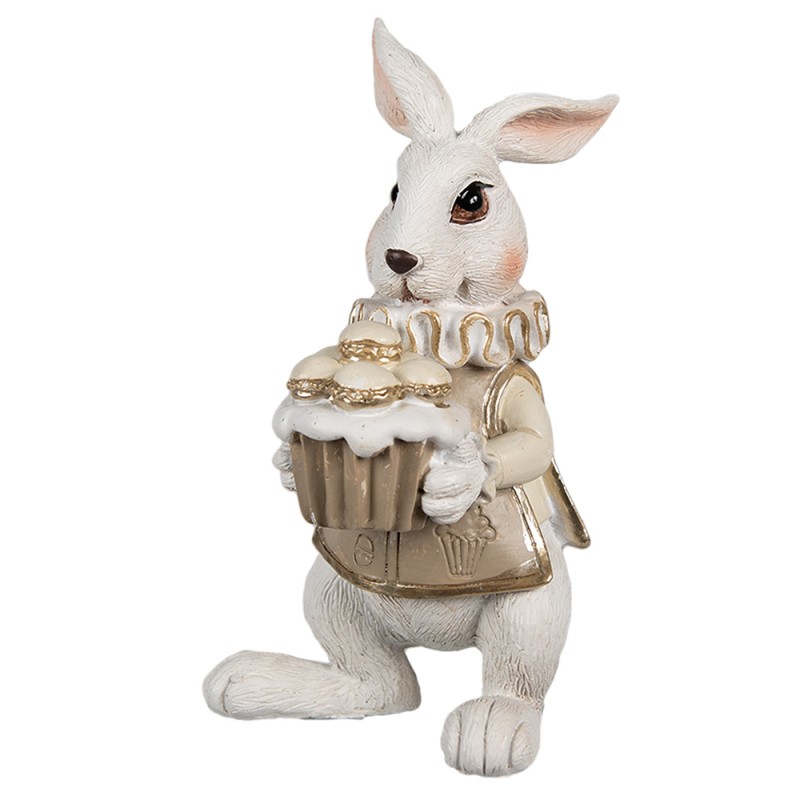 Clayre & Eef Figur Kaninchen 13 cm Weiß Braun Polyresin