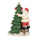 Clayre & Eef Décoration de Noël avec lumières LED Père Noël 15x10x22 cm Vert Polyrésine