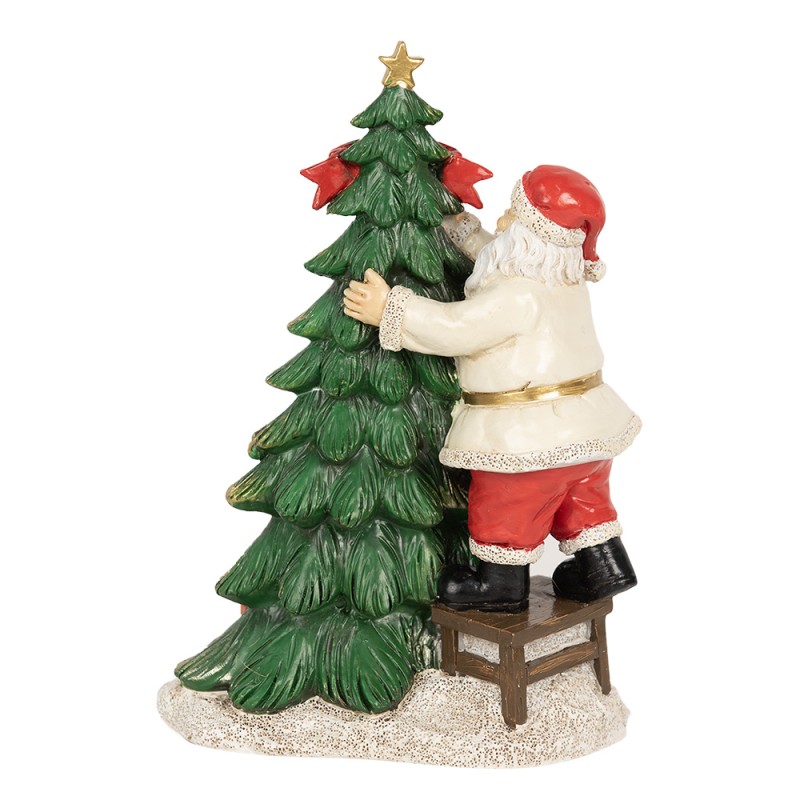 Clayre & Eef Décoration de Noël avec lumières LED Père Noël 15x10x22 cm Vert Polyrésine