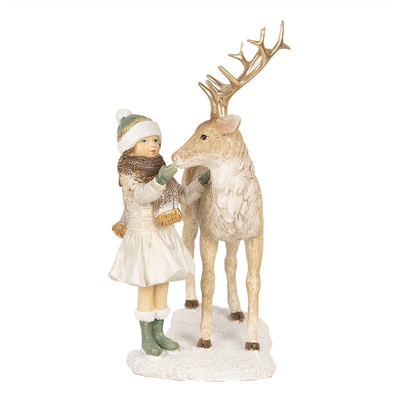 Clayre & Eef Statuetta decorativa di Natale Ragazza 17x12x22 Marrone Plastica