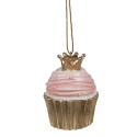 Clayre & Eef Ornement de Noël Cupcake Ø 4x6 cm Rose Plastique