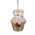 Clayre & Eef Ornement de Noël Cupcake Ø 5x6 cm Rose Plastique