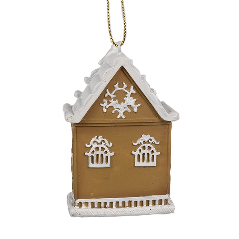 Clayre & Eef Ornement de Noël Maison en pain d'épices 6x4x9 cm Marron Plastique