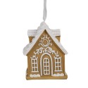 Clayre & Eef Ornement de Noël Maison en pain d'épices 6x4x7 cm Marron Plastique