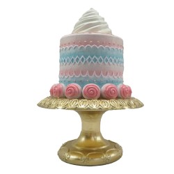 Clayre & Eef Decoratie Beeld Taart Ø 15x 22 cm Roze Goudkleurig Polyresin