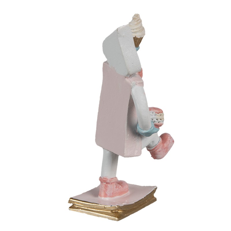 Clayre & Eef Decoratie Beeld Poppetje Cupcake 9 cm Roze Kunststof