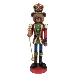 Clayre & Eef Kerstdecoratie Notenkraker 10x9x31 cm Rood Groen Polyresin