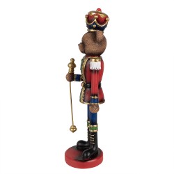 Clayre & Eef Kerstdecoratie Notenkraker 10x9x31 cm Rood Groen Polyresin