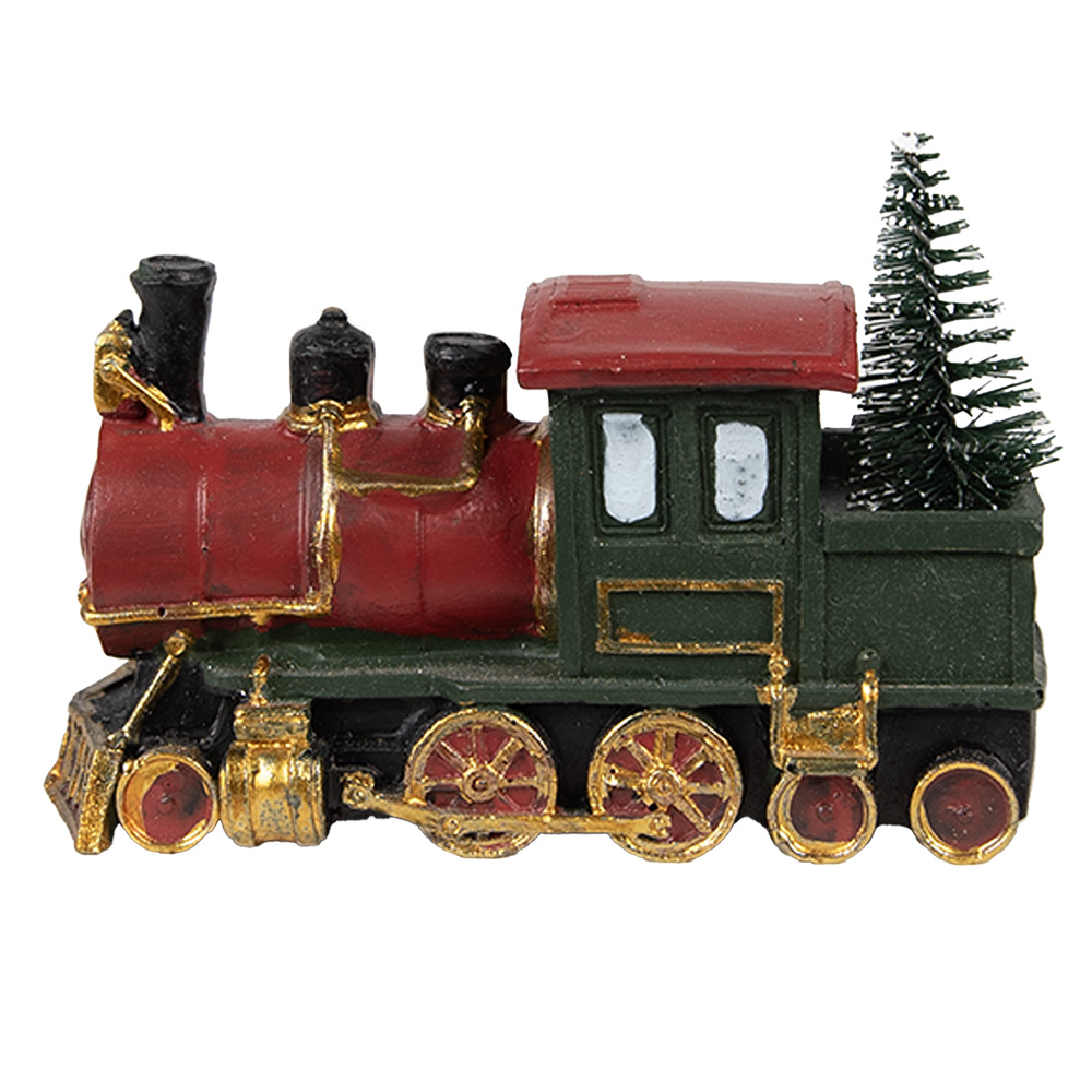 Decoratie Trein 11X5X7 Cm Rood Groen Polyresin-image