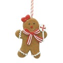 Clayre & Eef Pendentif de Noël Bonhomme en pain d‘épice 8x1x10 cm Marron Polyrésine