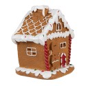 Clayre & Eef Lebkuchenhaus mit LED 11x9x13 cm Braun Kunststoff