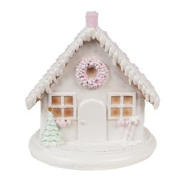 Clayre & Eef Lebkuchenhaus mit LED 13 cm Weiß Kunststoff