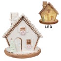 Clayre & Eef Gingerbread house with LED 17 cm White Polyresin