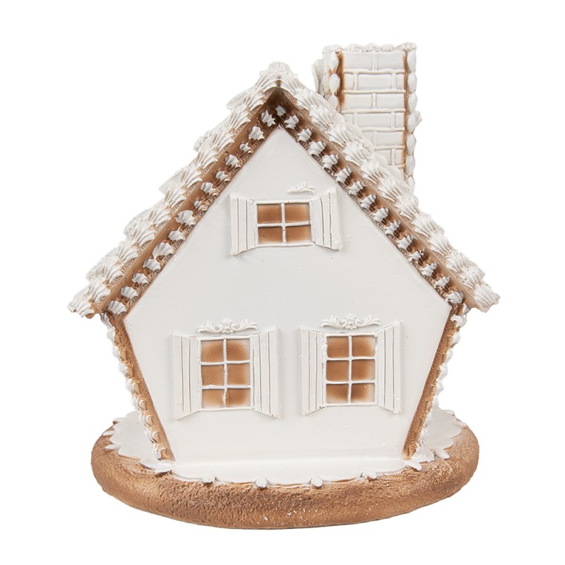Clayre & Eef Gingerbread house with LED 17 cm White Polyresin