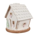Clayre & Eef Gingerbread house with LED 17 cm White Polyresin