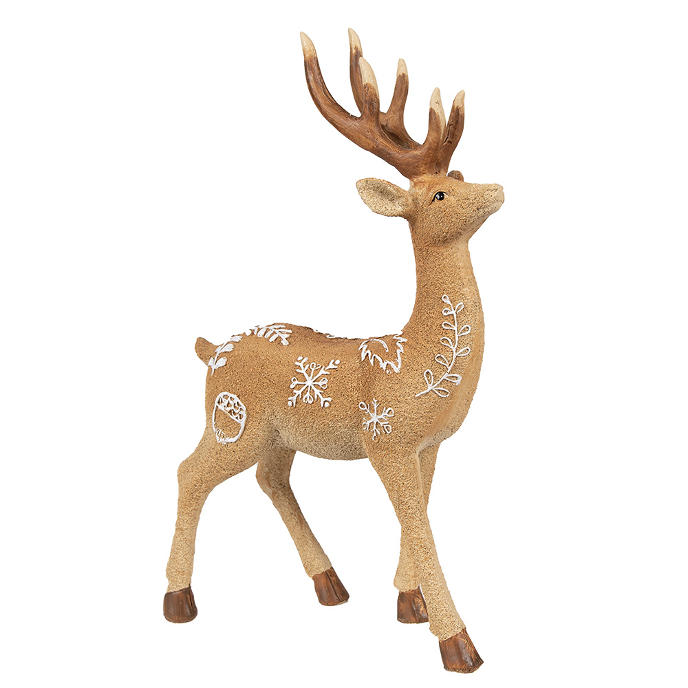 Clayre & Eef Decoratie Beeld Hert 31 cm Bruin Polyresin afbeelding 1
