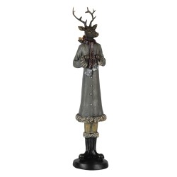 Clayre & Eef Figur Hirsch 9x8x36 cm Grau Kunststoff