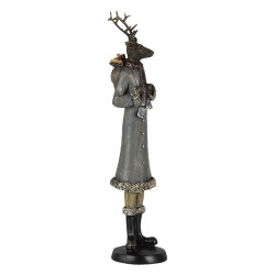 Clayre & Eef Figur Hirsch 9x8x36 cm Grau Kunststoff