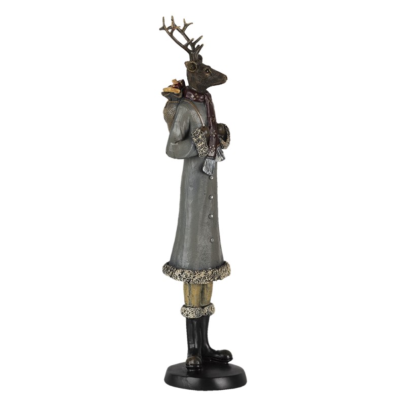 Clayre & Eef Figur Hirsch 9x8x36 cm Grau Kunststoff