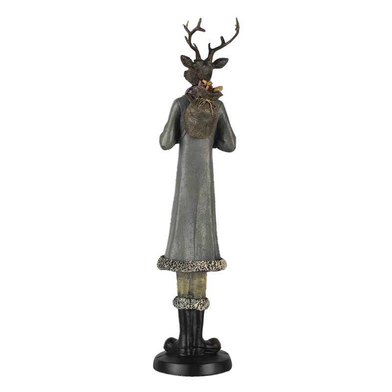 Clayre & Eef Figur Hirsch 9x8x36 cm Grau Kunststoff