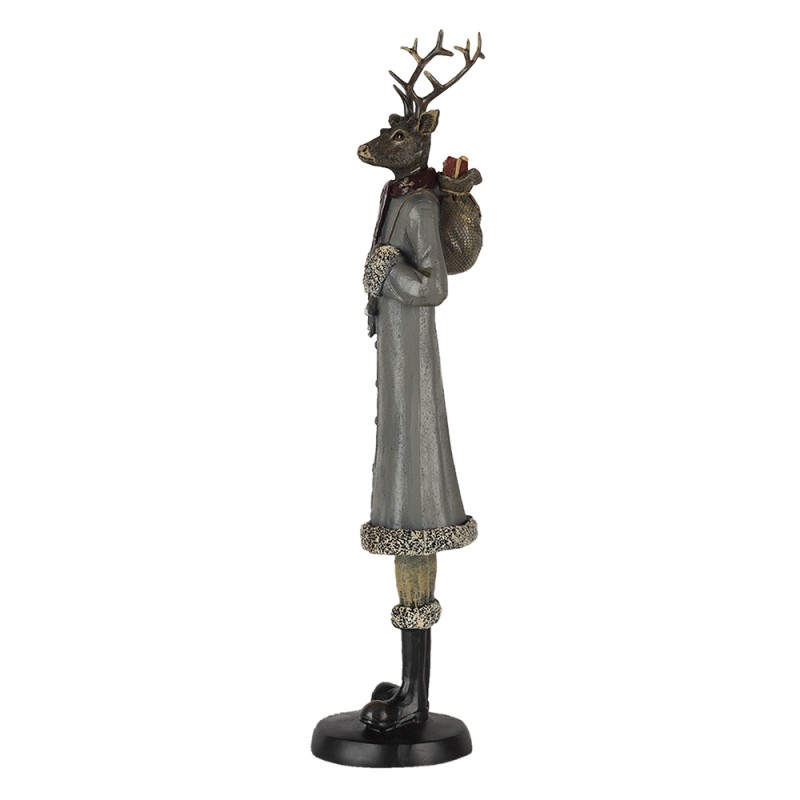 Clayre & Eef Figur Hirsch 9x8x36 cm Grau Kunststoff