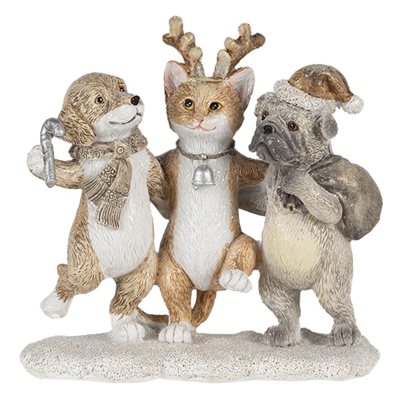 Clayre & Eef Figur Tiere 13x5x12 cm Grau Beige Polyresin Tiere