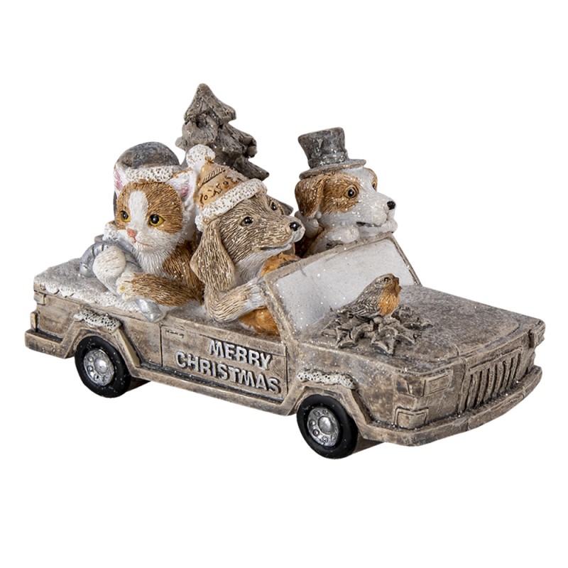 Clayre & Eef Figur Tiere 15x7x9 cm Grau Beige Polyresin Tiere
