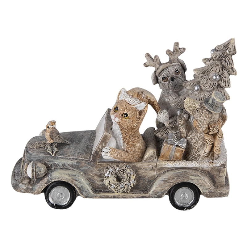 Clayre & Eef Figurine Animaux 16x8x11 cm Gris Beige Polyrésine Animaux