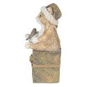 Clayre & Eef Beeld Kat 5x4x10 cm Bruin Wit Polyresin
