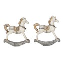 Clayre & Eef Beeld Set van 2 Paard 8 cm Wit Polyresin