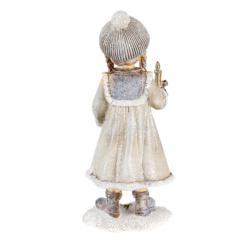 Clayre & Eef Beeld Meisje 8x7x19 cm Grijs Wit Polyresin