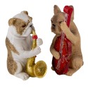 Clayre & Eef Decorative Figurine Set of 3 Dog 14x6x10 cm Brown White Polyresin