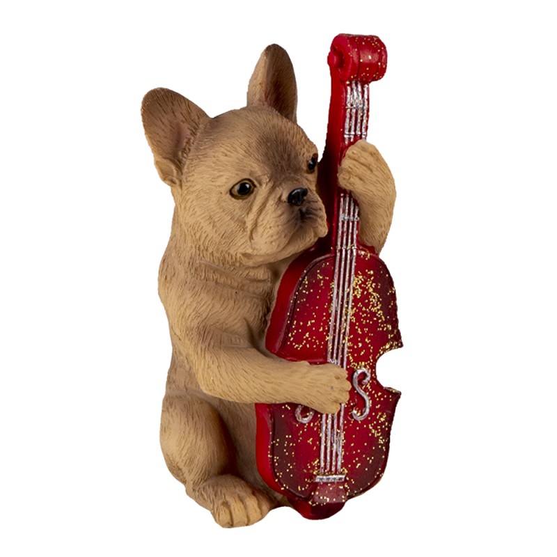 Clayre & Eef Figurine décorative set de 3 Chien 14x6x10 cm Marron Blanc Polyrésine