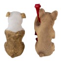 Clayre & Eef Dekorationsfigur 3er Set Hund 14x6x10 cm Braun Weiß Polyresin