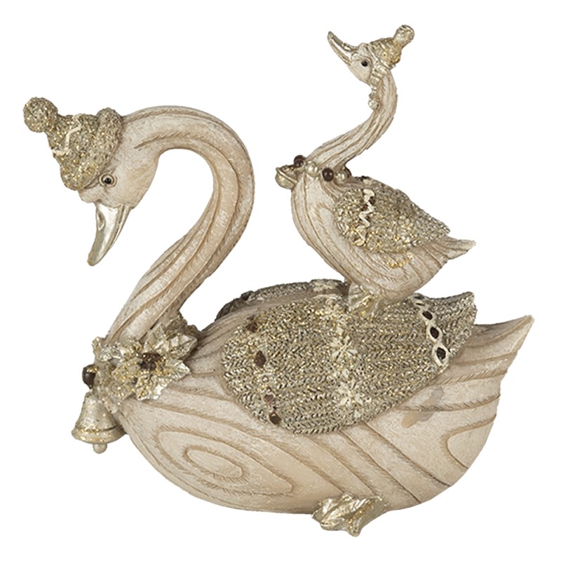 Clayre & Eef Figurine Swan 11x6x10 cm Beige Polyresin