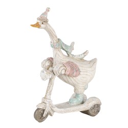 Clayre & Eef Figur Gans 14x6x19 cm Weiß Blau Polyresin