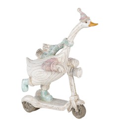 Clayre & Eef Figur Gans 14x6x19 cm Weiß Blau Polyresin