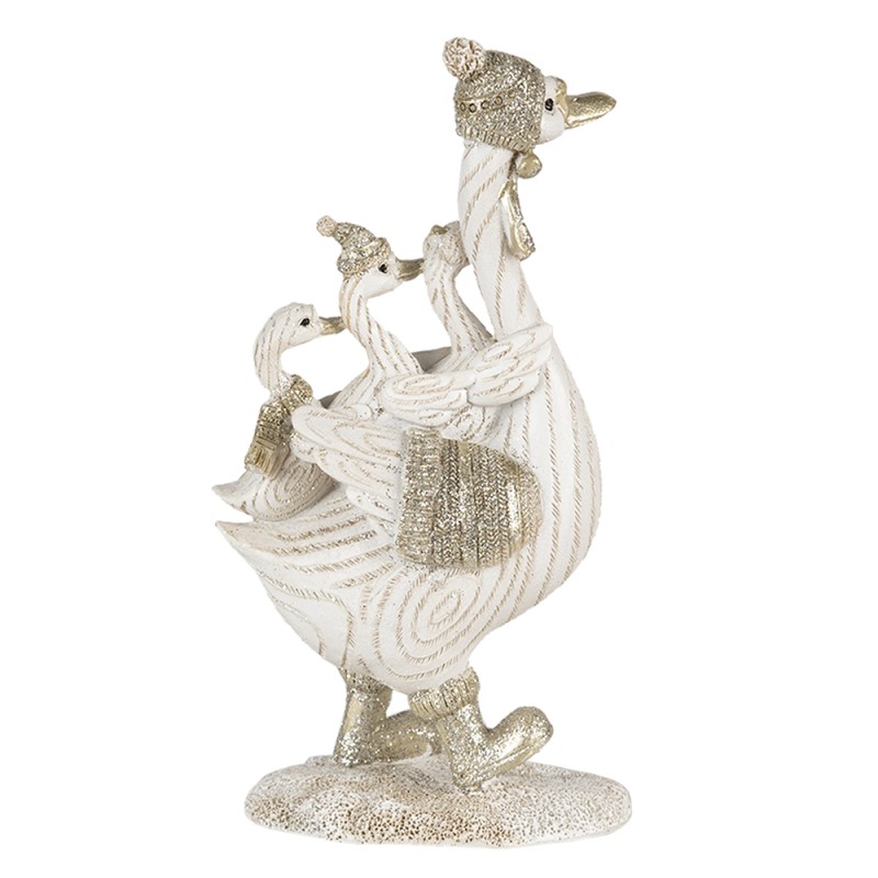 Clayre & Eef Figurine Oie 10x5x18 cm Blanc Polyrésine