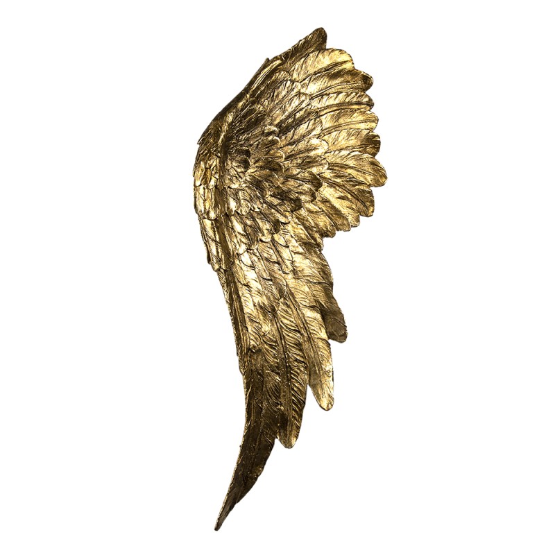 Clayre & Eef Dekorationsfigur 2er Set Flügel 22x6x55 cm Goldfarbig Kunststoff